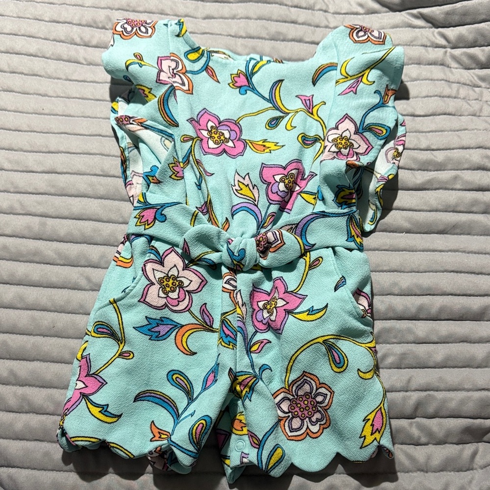 Genuine Kids OshKosh B'gosh Floral Blue Romper